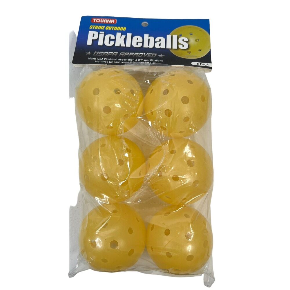 Tourna Strike Outdoor Pickleball 6-Pack USAPA Approved Optic Yellow New Open